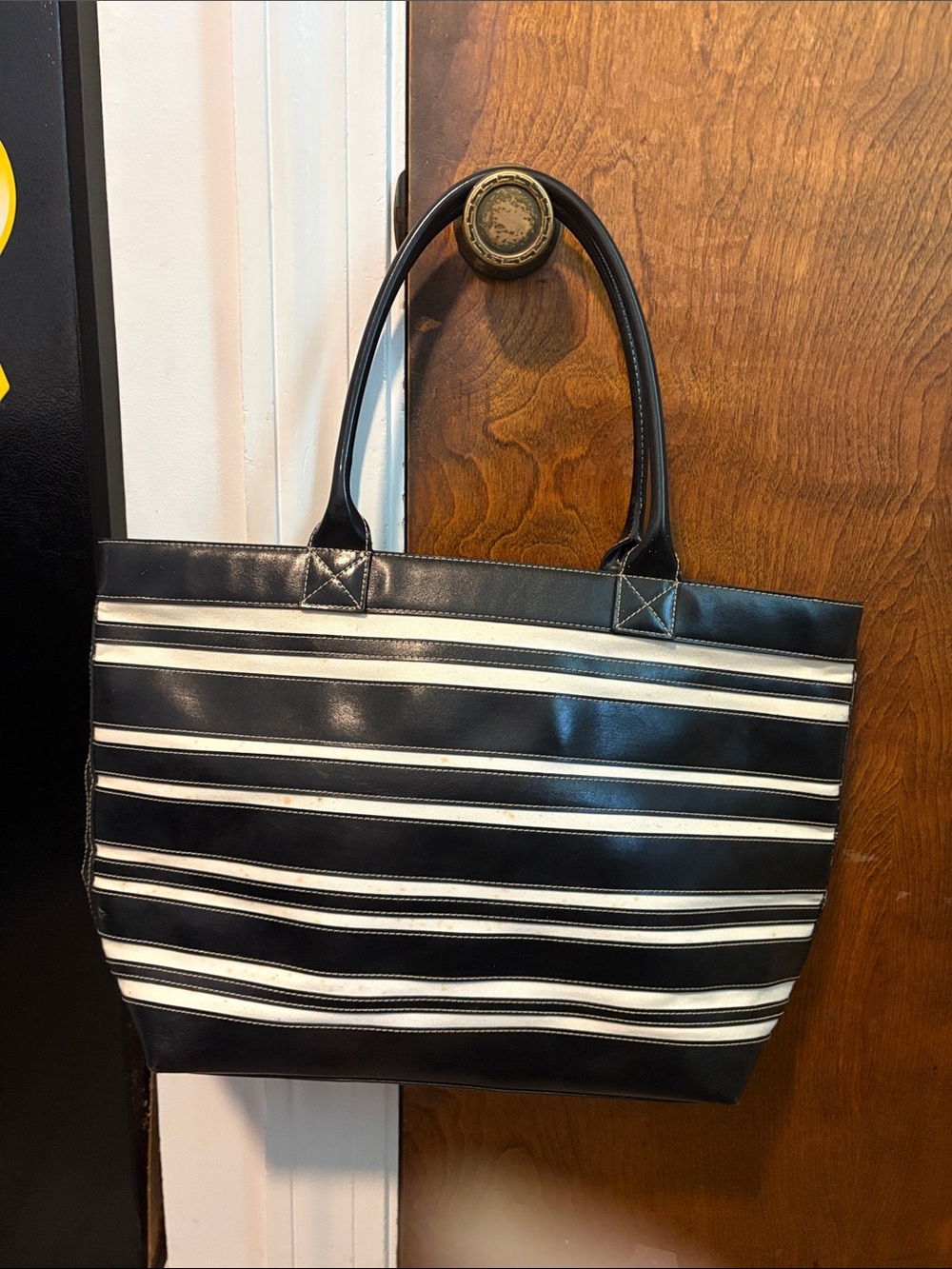 Liz Claiborne Black and White Striped Tote